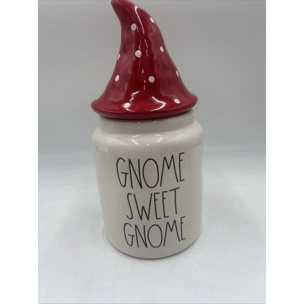 New Rae Dunn Gnome Sweet Gnome Red Topper Canister - Christmas 2020